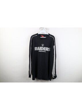 Vintage Mens 2XL XXL Faded Oakland Raiders Football Long Sleeve T-Shirt Black